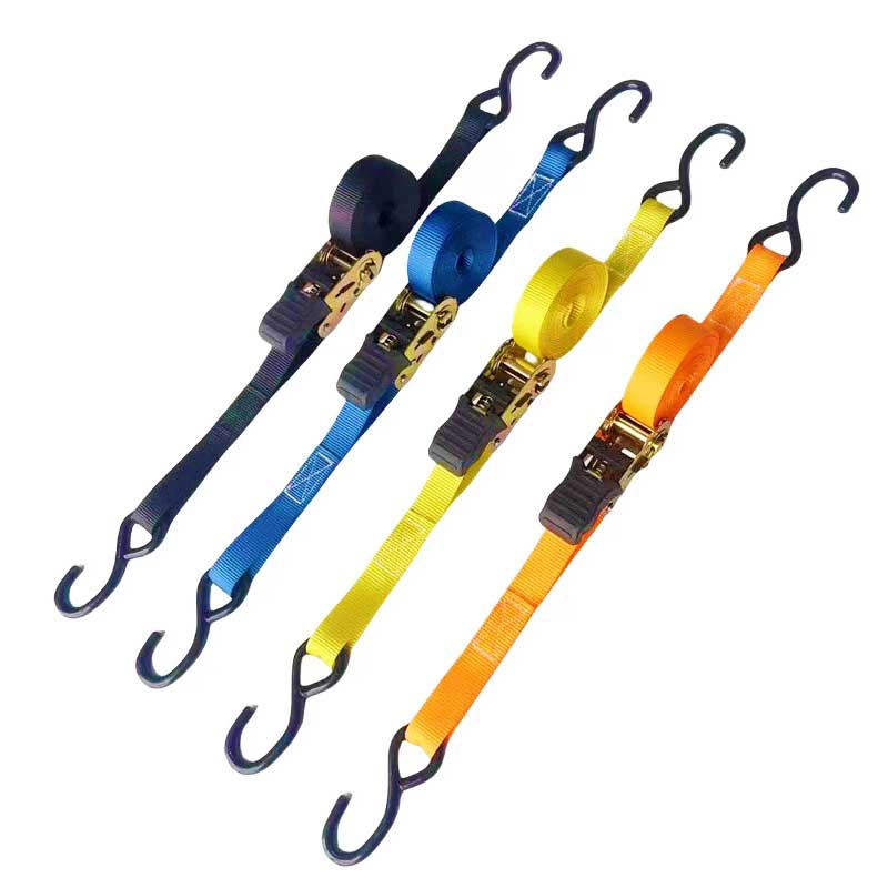 1 X 15' Multicolor Thumb Ratchet Strap with Vinyl-Coated S Hooks