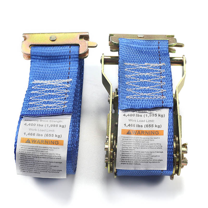 2Inch E-Track Ratchet Strap ສີຟ້າ